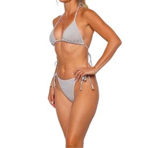 NWT Hunza G Gina bikini set in metallic grey/silver